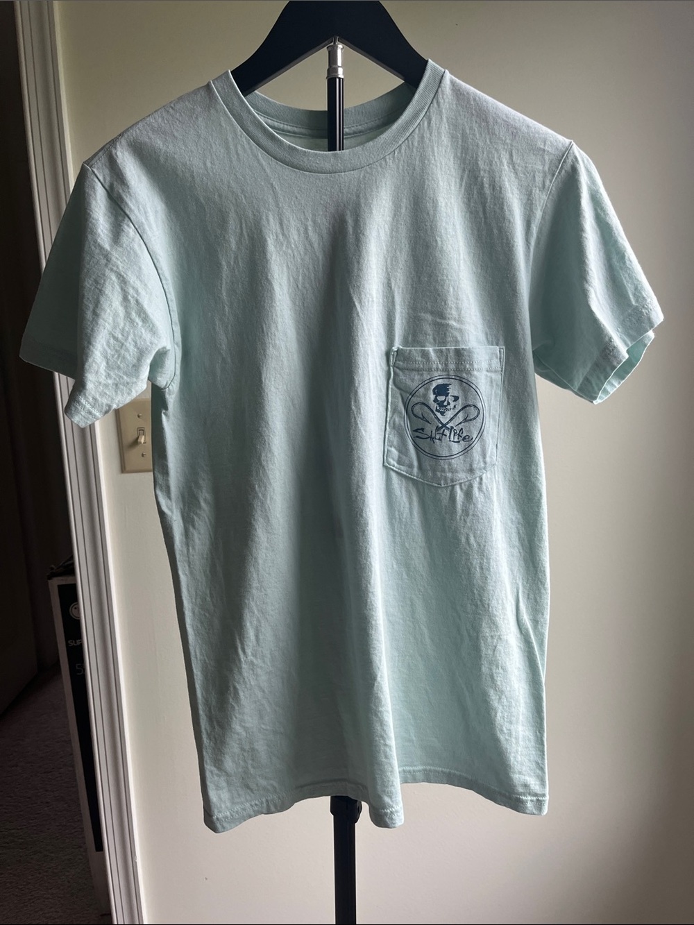 Salt Life Light Mint Green Chest Pocket Tee with Skull Logo